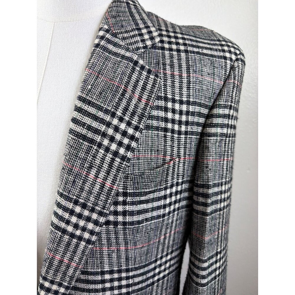 BOSS Hugo Boss Men's 42S Plaid Gray Plaid Wool Blazer Glen Check Sport Coat - Picture 10 of 16